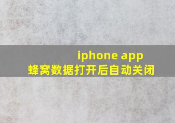 iphone app蜂窝数据打开后自动关闭